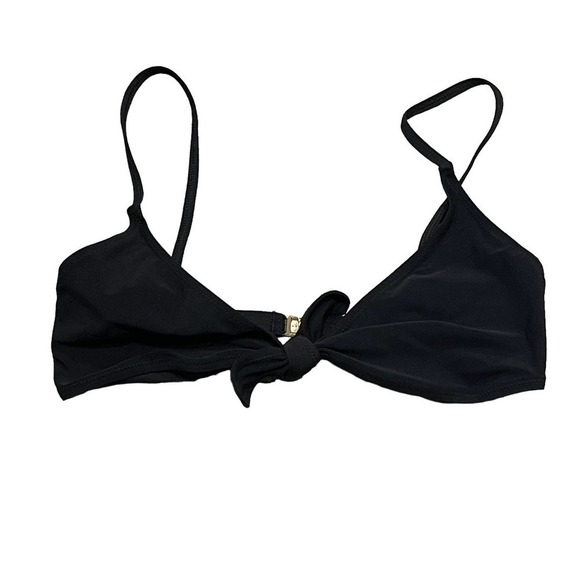 TOTÊME Black Tie Front Recycled Polyamide Blend Triangle Bikini Top Size S NWT - Picture 8 of 13